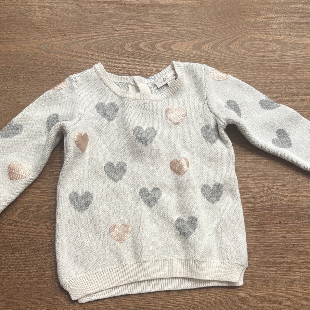 Mini Melissa Cream Sweater with Heart Design